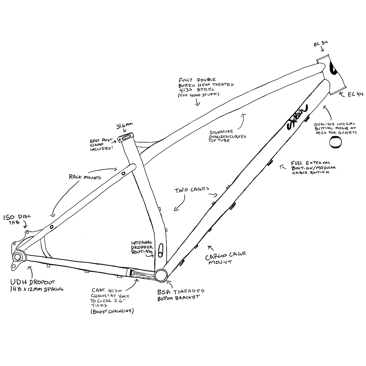 Tall Tale Steel Hardtail Mountain Bike Sklar Bikes